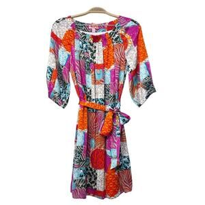 Lilly Pulitzer | Signature Patchwork Silk Pleated Neckline Dress 0